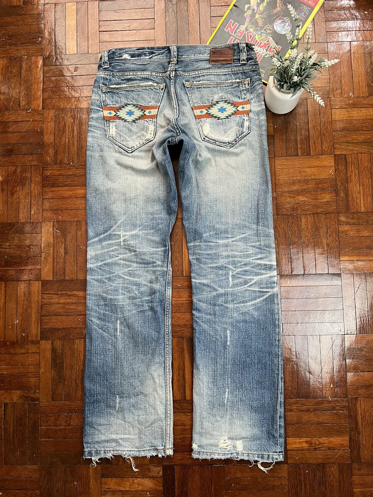Japanese Brand ⚡️Steals⚡️Vtg A.V.H Navajo Native Denim Distressed ...