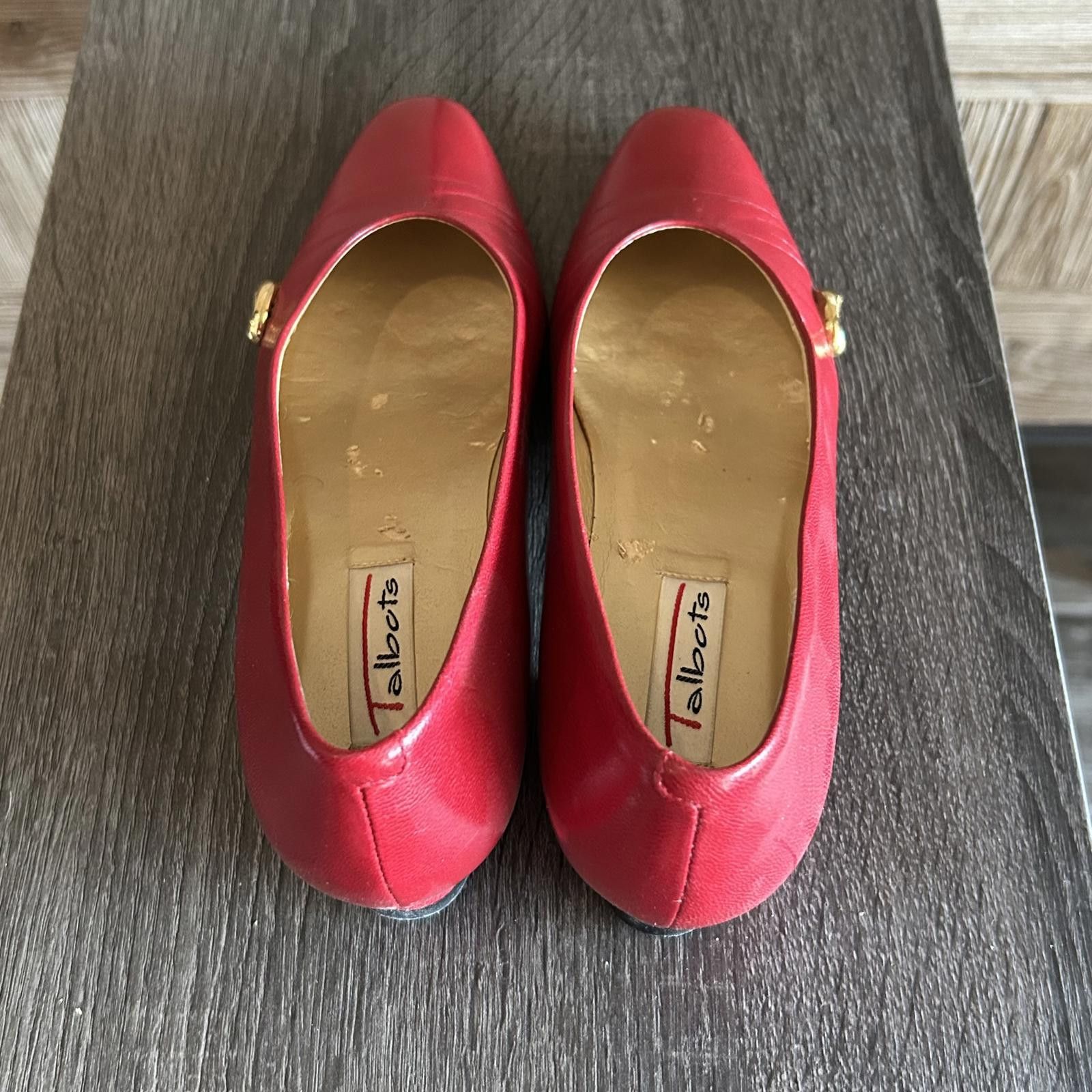 Designer Talbots Red Leather Block Heels Womens SIze 8 N Size US 8 / IT 38 - 3 Thumbnail