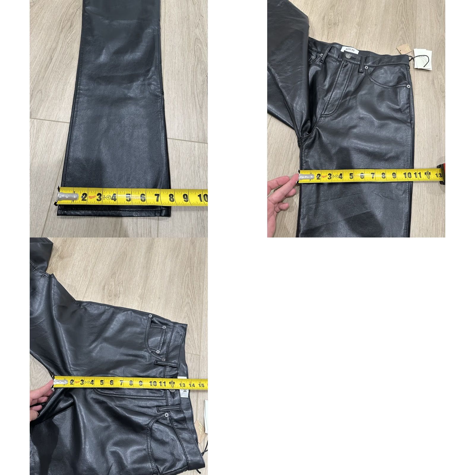 Agolde AGOLDE Black Recycled Leather 90's Pinch Waist Detox Jeans Trousers 29 Size 29" - 10 Thumbnail
