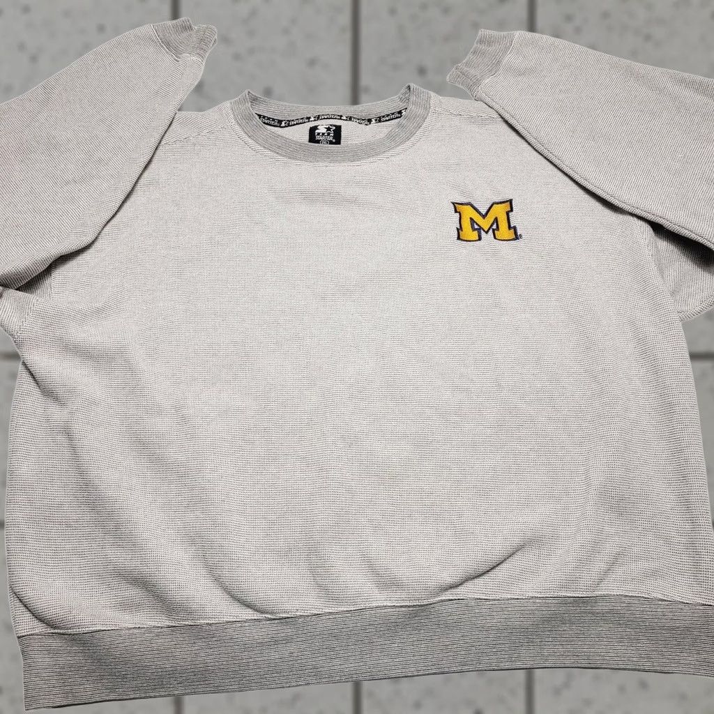 Starter VINTAGE Starter Michigan Wolverines Sweatshirt Crew Neck Sweater Men's 2XL Gray Size US XXL / EU 58 / 5 - 1 Thumbnail