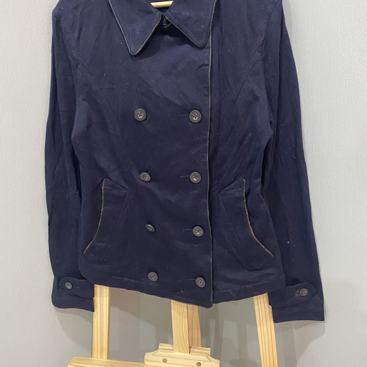 PPFM Navy Double-Breasted Cropped Peacoat Jacket Size US S / EU 44-46 / 1 - 5 Thumbnail