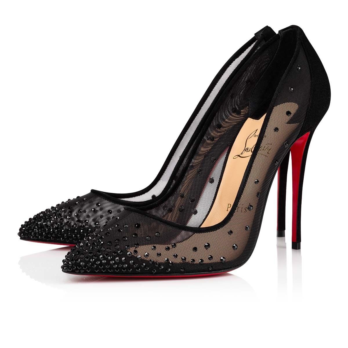 Christian Louboutin Follies Strass 100mm Black Size US 8 / IT 38 - 1 Thumbnail