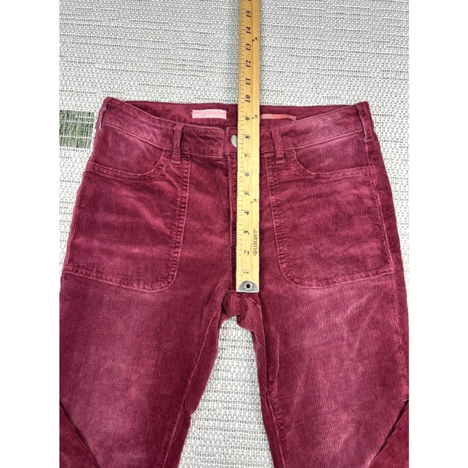 Vintage Pilcro The Icon Jeans Women 26 Red Corduroy Flared Cotton Stretch Mid Rise 28x30 City Preppy Womens Size 26" / US 2 / IT 38 - 4 Thumbnail