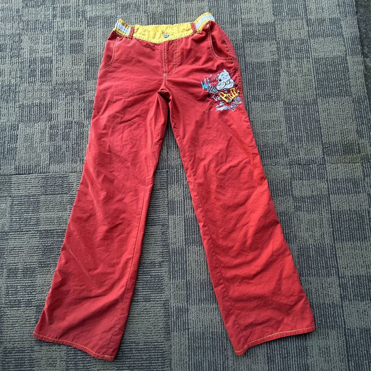 Disney Vtg Disney Winnie The Pooh Chinese Graphic Embroidered Pants Size 26" / US 2 / IT 38 - 1 Thumbnail