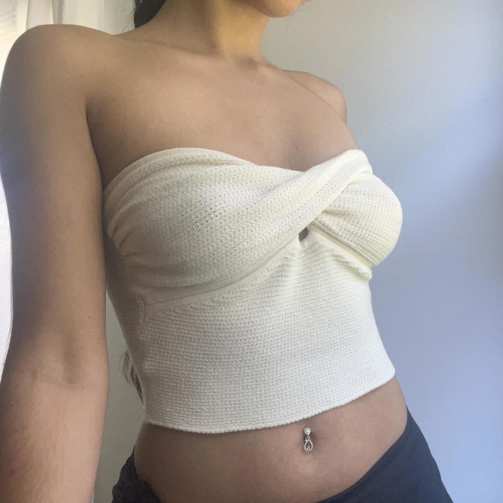 Other Women's Cream and White Crop-top Size S / US 4 / IT 40 - 2 Thumbnail