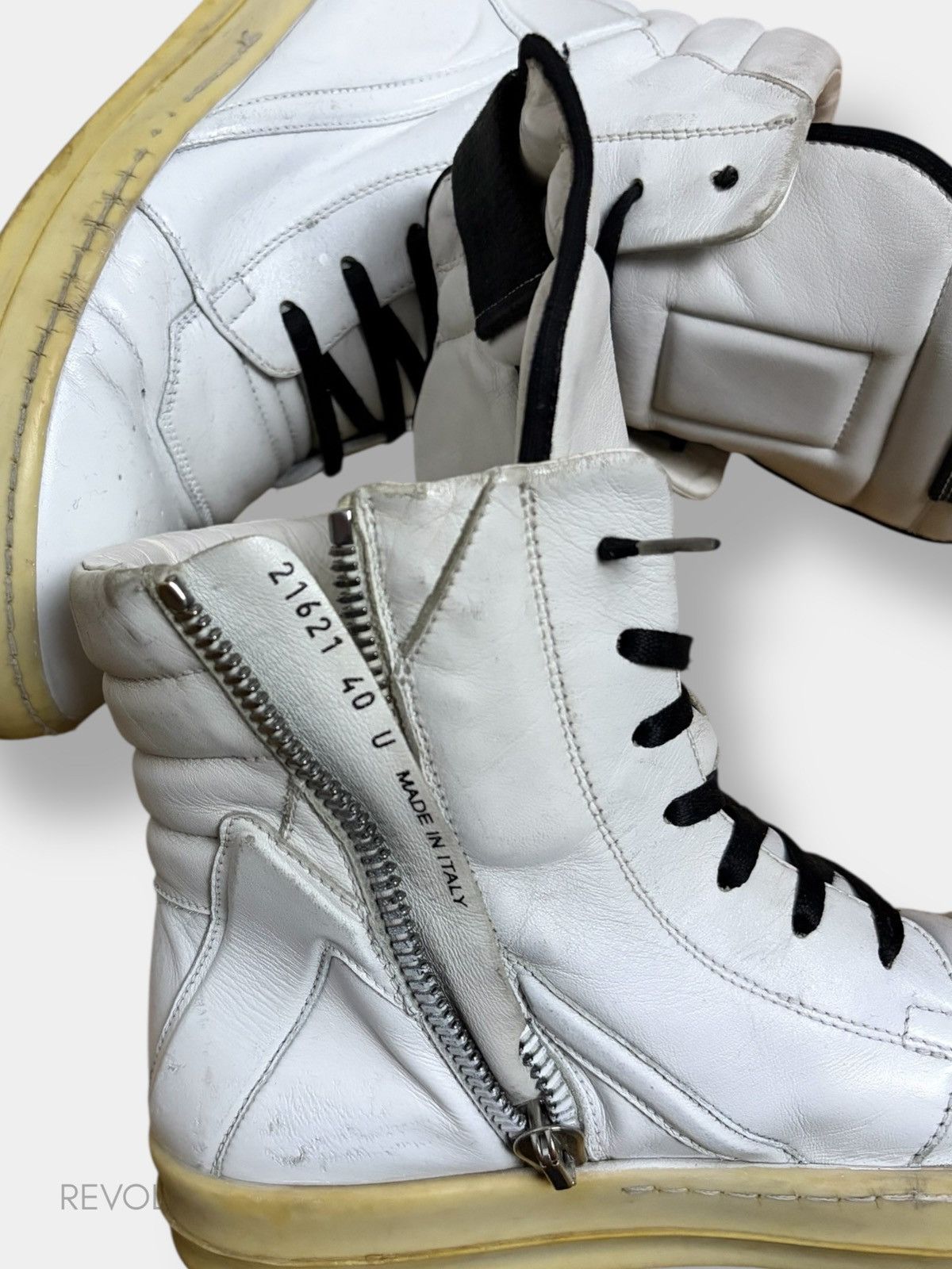 Rick Owens Rick Owens FW19 white leather geobasket Size US 7.5 / EU 40-41 - 5 Thumbnail