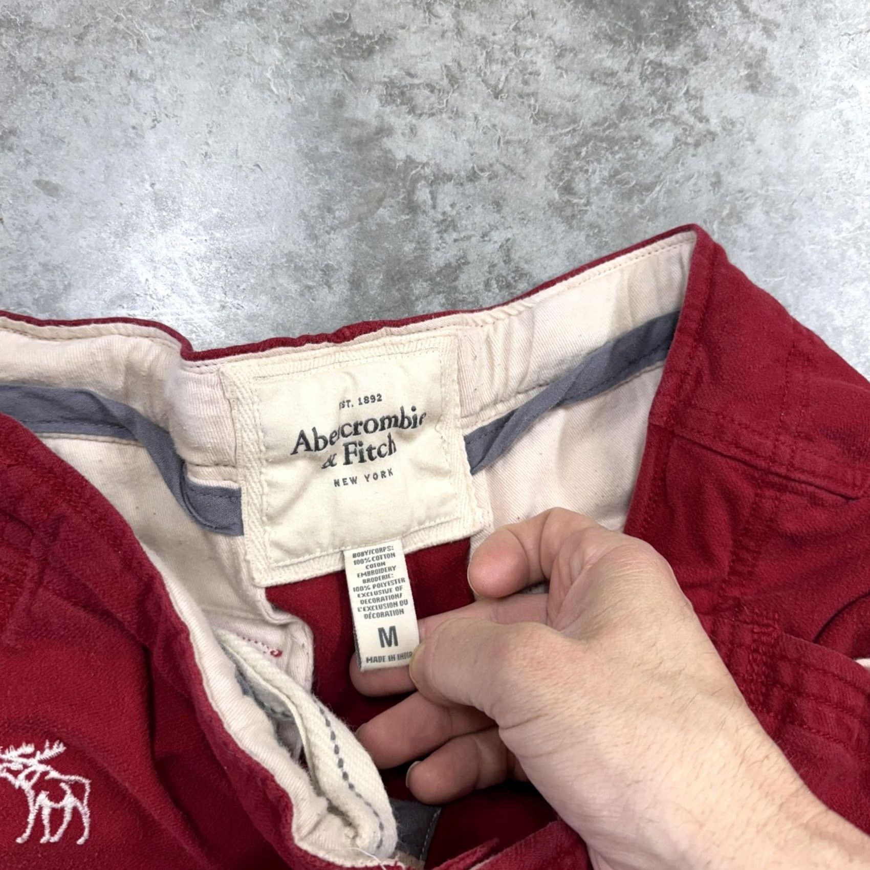 Abercrombie & Fitch Abercrombie & Fitch Pants Mens Medium Red Embroidered Moose Chino Drawstring Size US 31 - 4 Thumbnail
