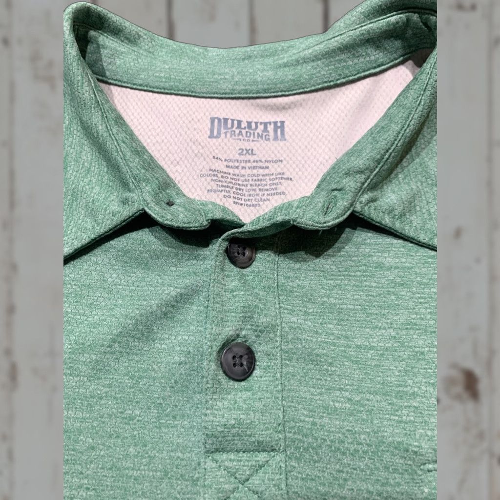 Duluth Trading Company Duluth Trading Co. Men's Short Sleeve Polo Shirt 2XL Green Wicking Casual Size US XXL / EU 58 / 5 - 1 Thumbnail