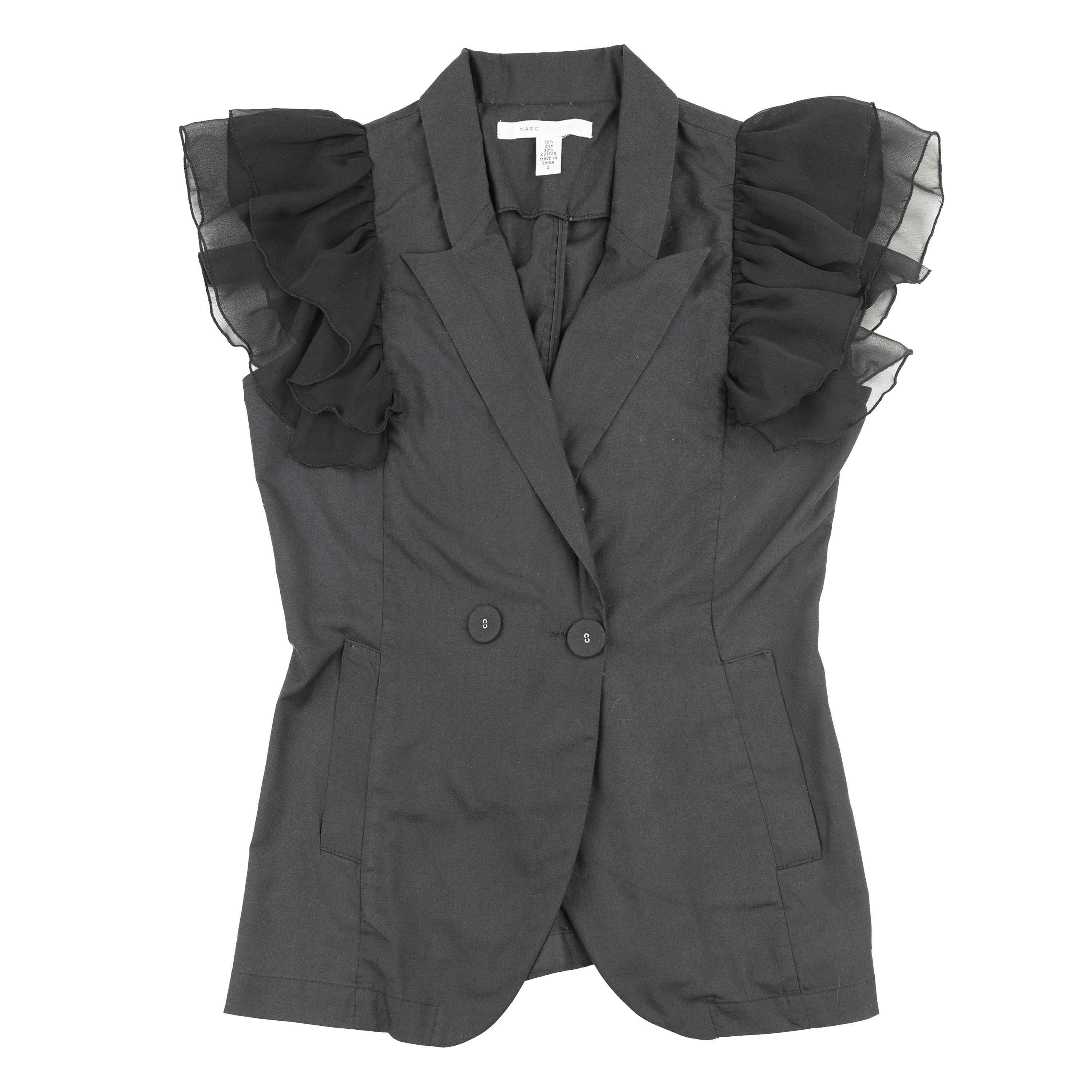 Marc Jacobs Marc Jacobs Black Ruffled Sleeves Vest Top Size M / US 6-8 / IT 42-44 - 1 Thumbnail
