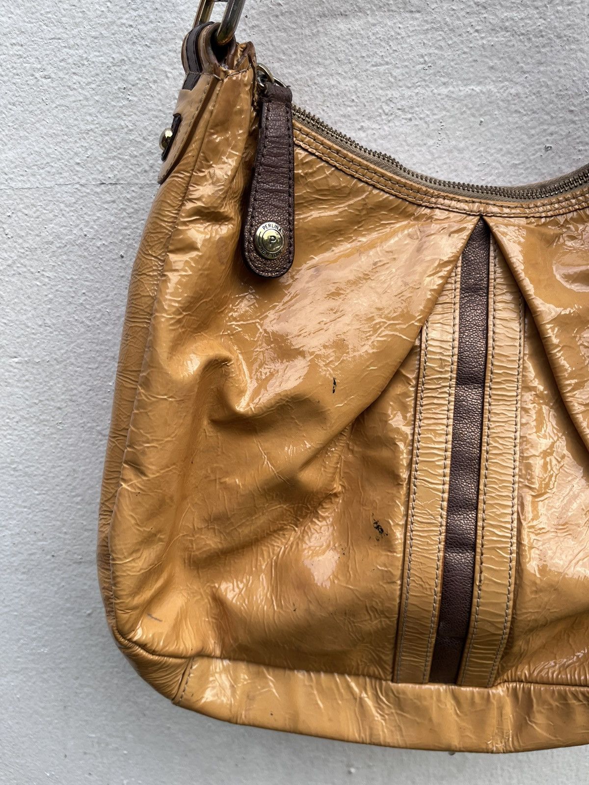 Vintage MUSTARD HOBO LEATHER BAG “PERLINA NEW YORK” Size ONE SIZE - 2 Thumbnail