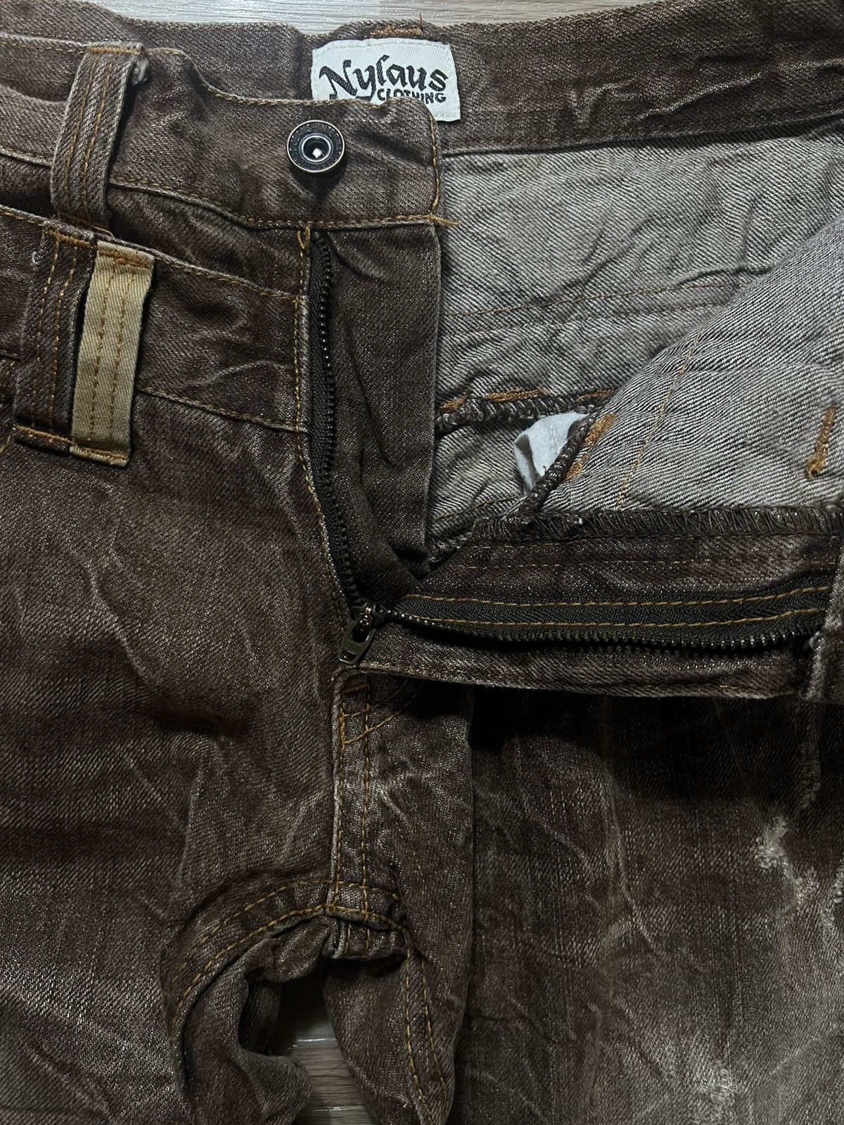 Japanese Brand × Seditionaries 💥INSANE 90s DOUBLE WAIST NYLAUS MUDWASH JEANS 💥 Size US 29 - 7 Thumbnail