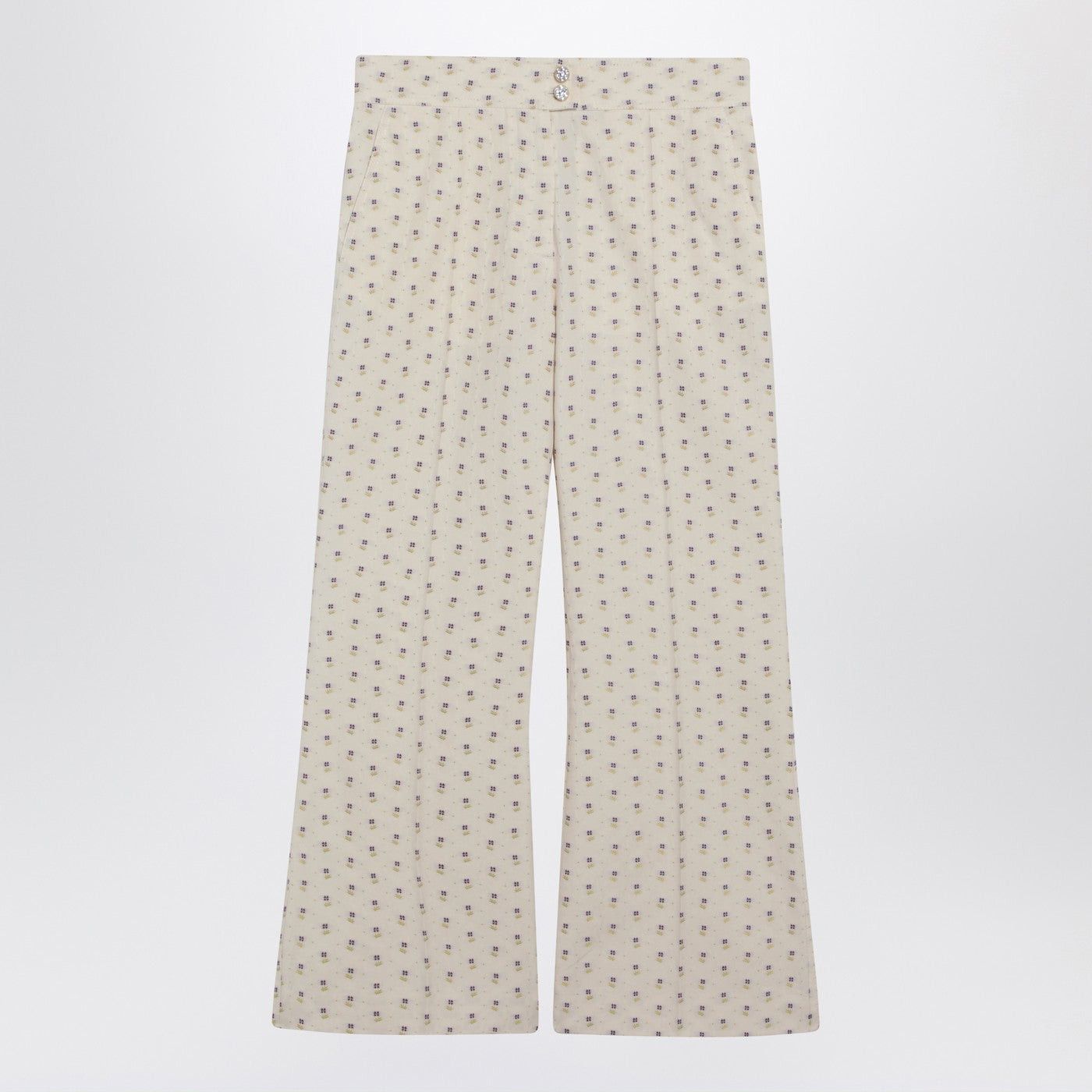 Valentino Valentino Ivory Trousers With Floral Pattern Size 27" / US 4 / IT 40 - 1 Thumbnail