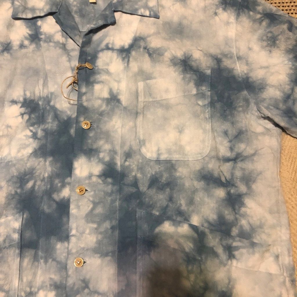 Nicholas Daley Beach Shirt Blue Tie-Dye Cotton Chore Pockets - 40/L NWT Size US L / EU 52-54 / 3 - 4 Thumbnail