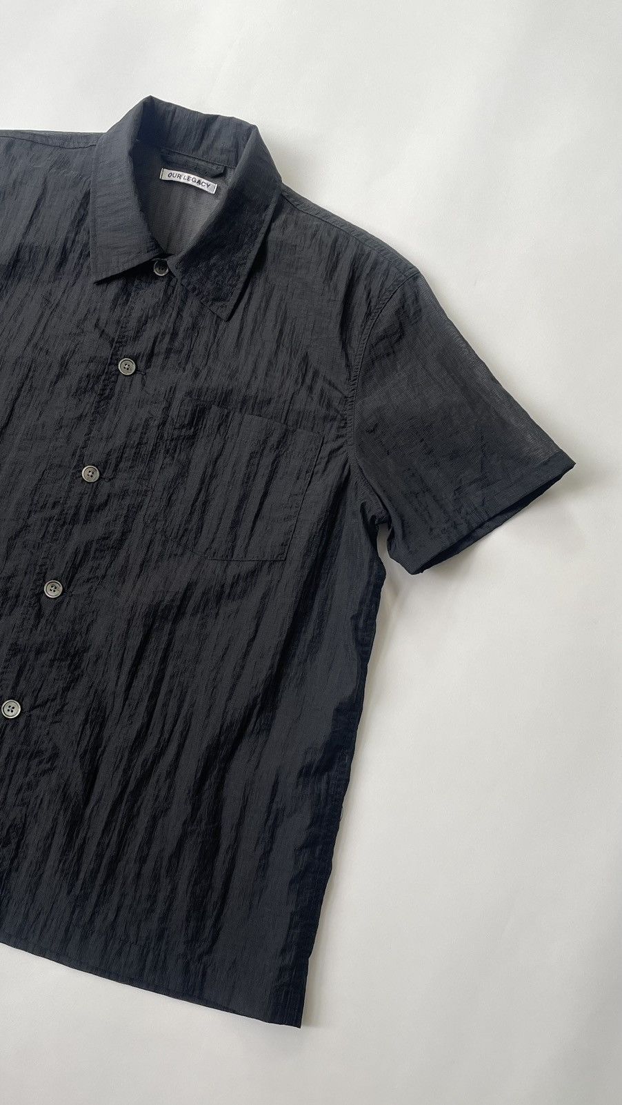 Our Legacy Black Grid Nylon Mesh Box Shirt Size US M / EU 48-50 / 2 - 5 Thumbnail