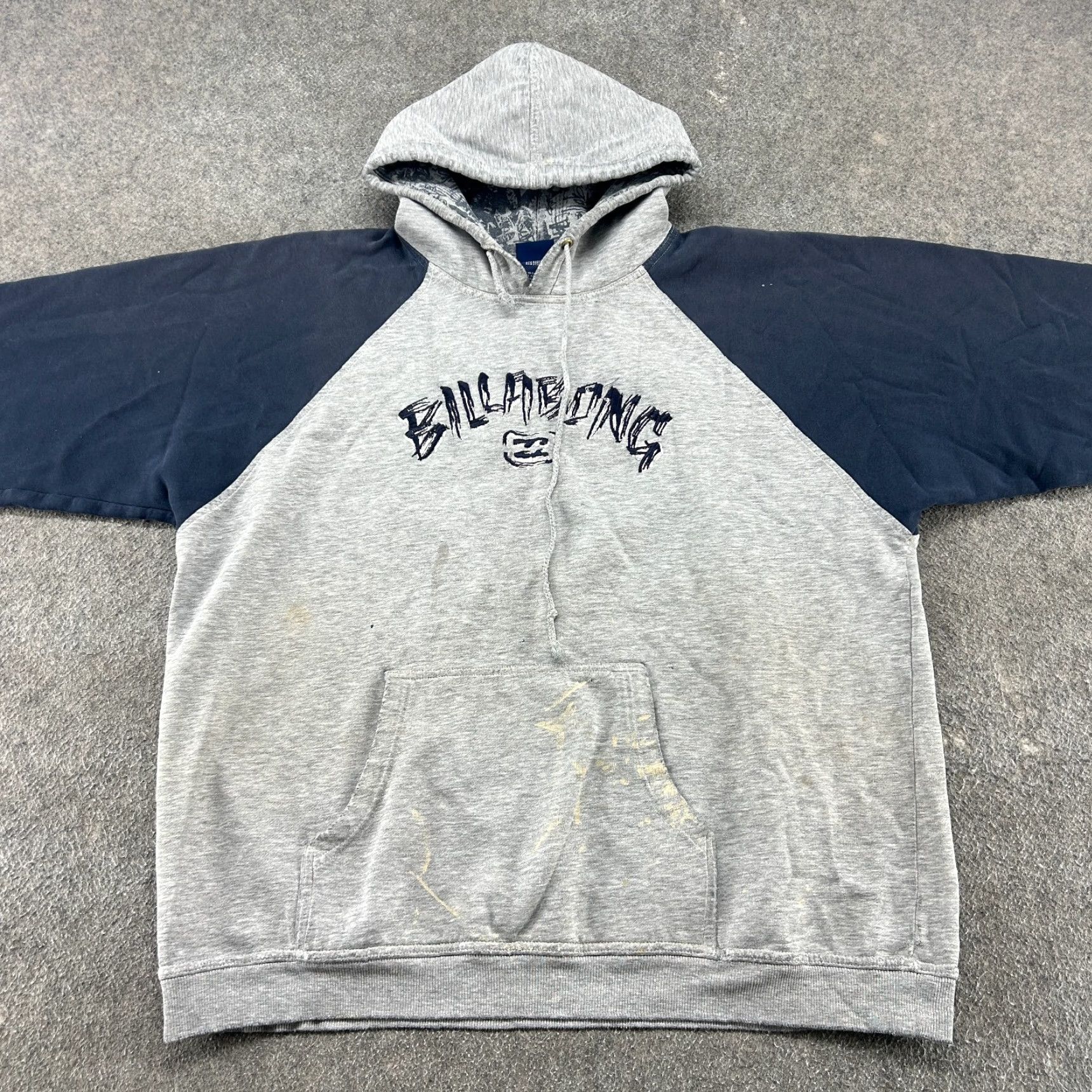 Billabong VINTAGE Billabong Hoodie Mens XL Gray Blue Navy Pullover Sweatshirt Thrashed 90s Hooded Pockets Crew Neck All Seasons Size US XL / EU 56 / 4 - 3 Thumbnail