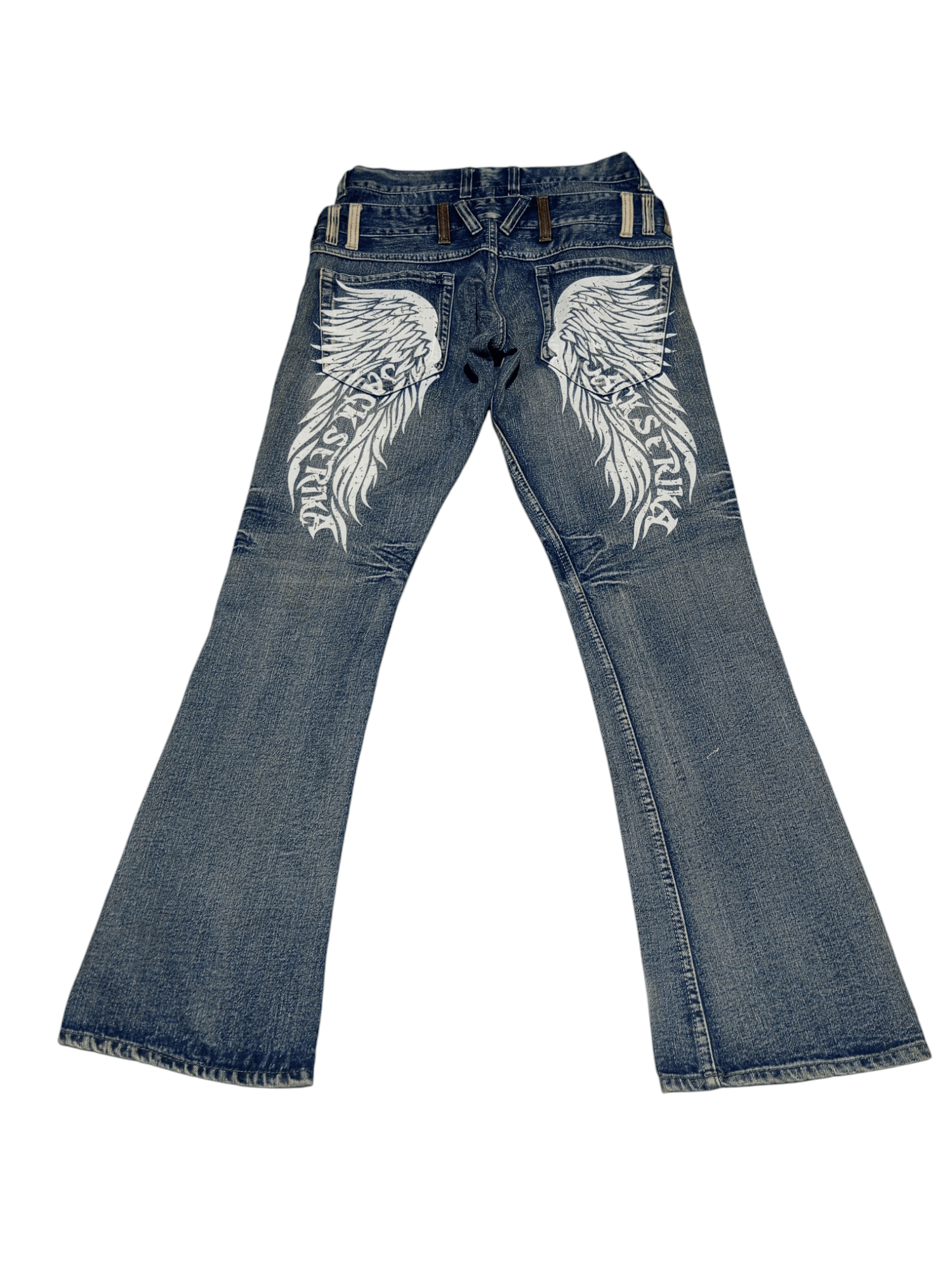 Japanese Brand Vintage Jack Serika double waist wings flare jeans Size US 32 / EU 48 - 1 Thumbnail