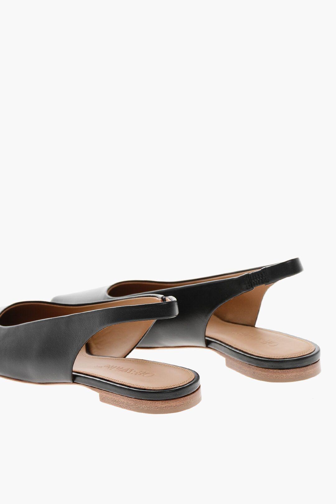 Off-White og1mm1125 Leather Slingback Ballet Flats in Black Size US 6 / IT 36 - 3 Thumbnail