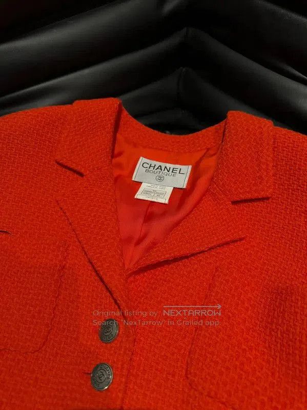 Chanel Chanel Orange Wool Tweed Women's Jacket . Size M / US 6-8 / IT 42-44 - 5 Thumbnail
