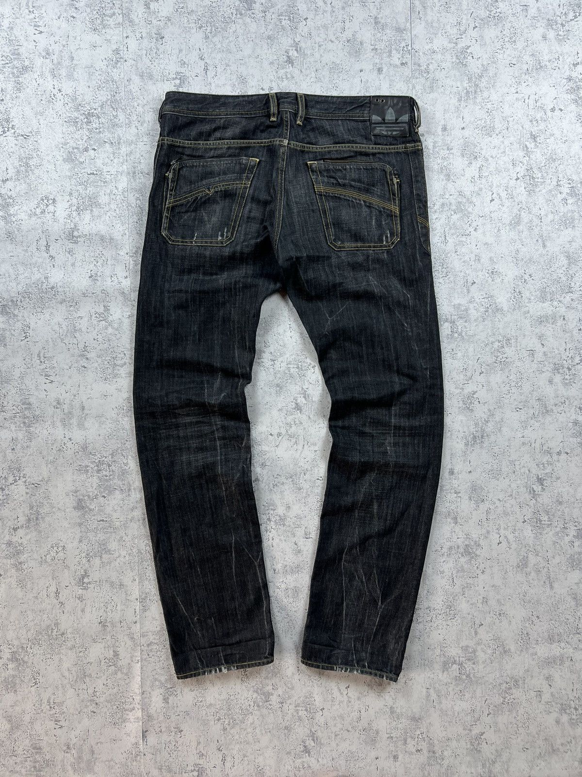 image of 90's Diesel X Adidas Vintage Y2K Retro Denim Pants in Black, Men's (Size 33)