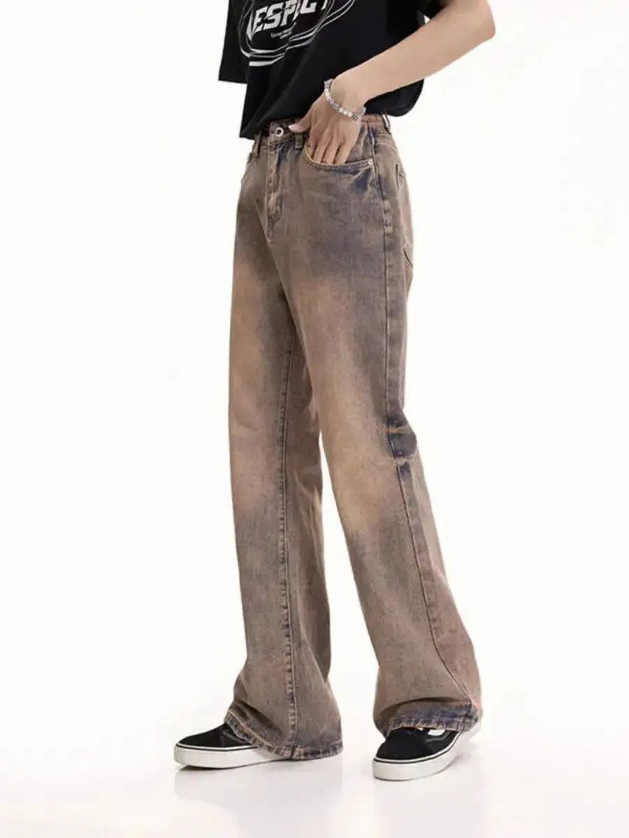Japanese Brand Rust Red Washed Jeans Micro Flare Mop-Up Trousers Size US 32 / EU 48 - 6 Thumbnail