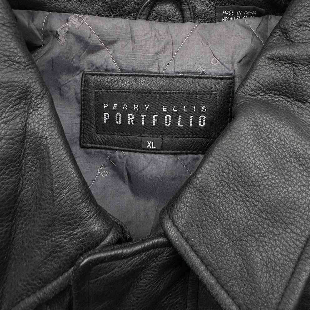 Perry Ellis Perry Ellis Portfolio Leather Jacket Men XL Wool Blend Black Size US XL / EU 56 / 4 - 3 Thumbnail