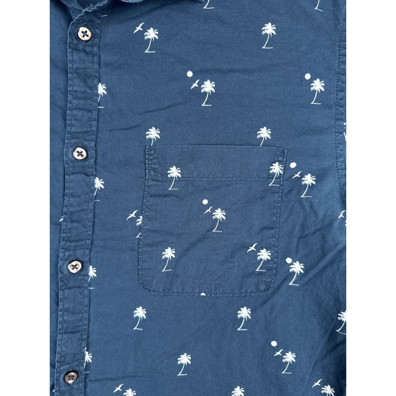 H&M H&M Shirt Men Medium Blue Palm Tree 100% Cotton Short Sleeve Hawaiian READ Size US M / EU 48-50 / 2 - 6 Thumbnail