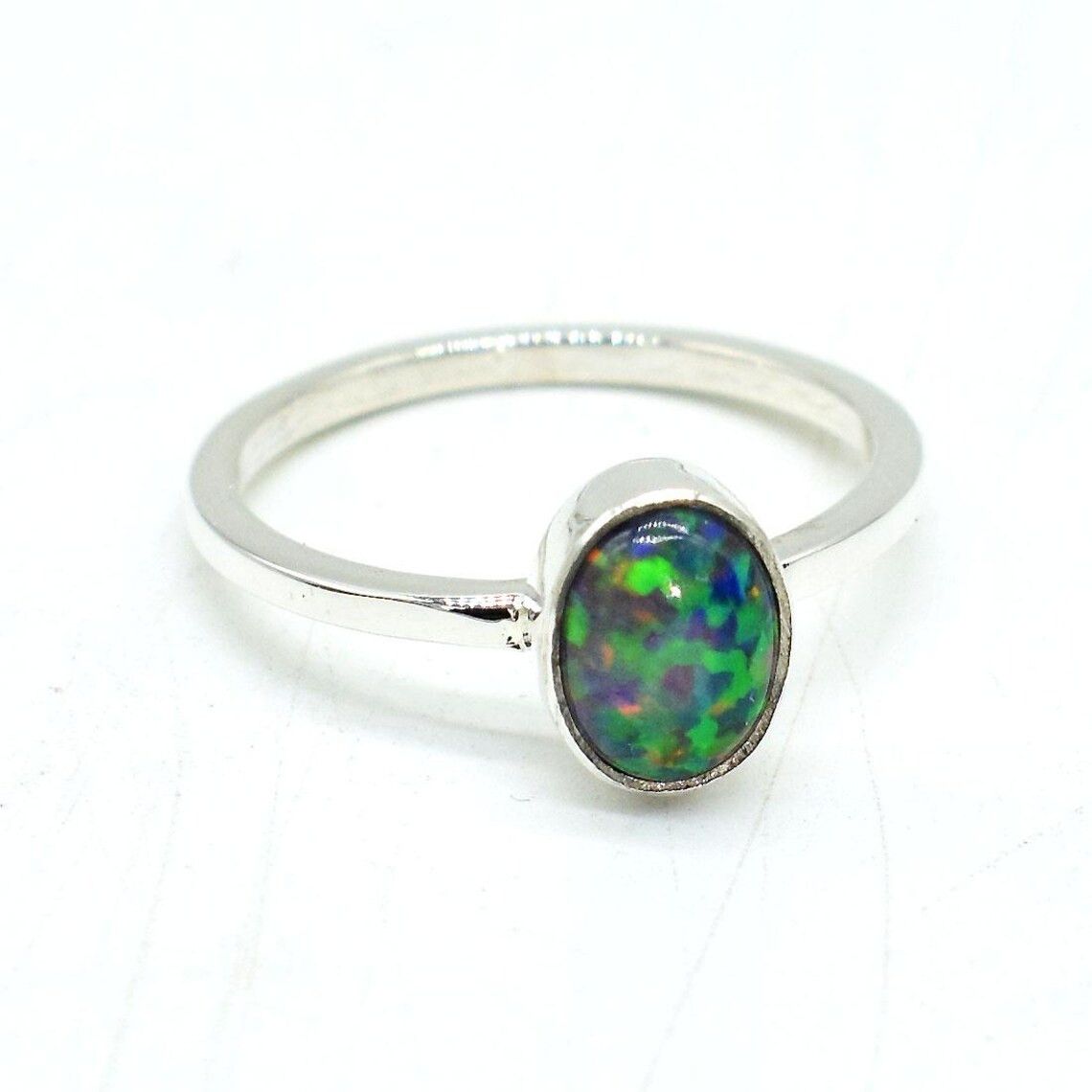 Handmade Multi Fire Opal 925 Silver Ring - Dainty Wedding Jewelry Size ONE SIZE - 3 Thumbnail