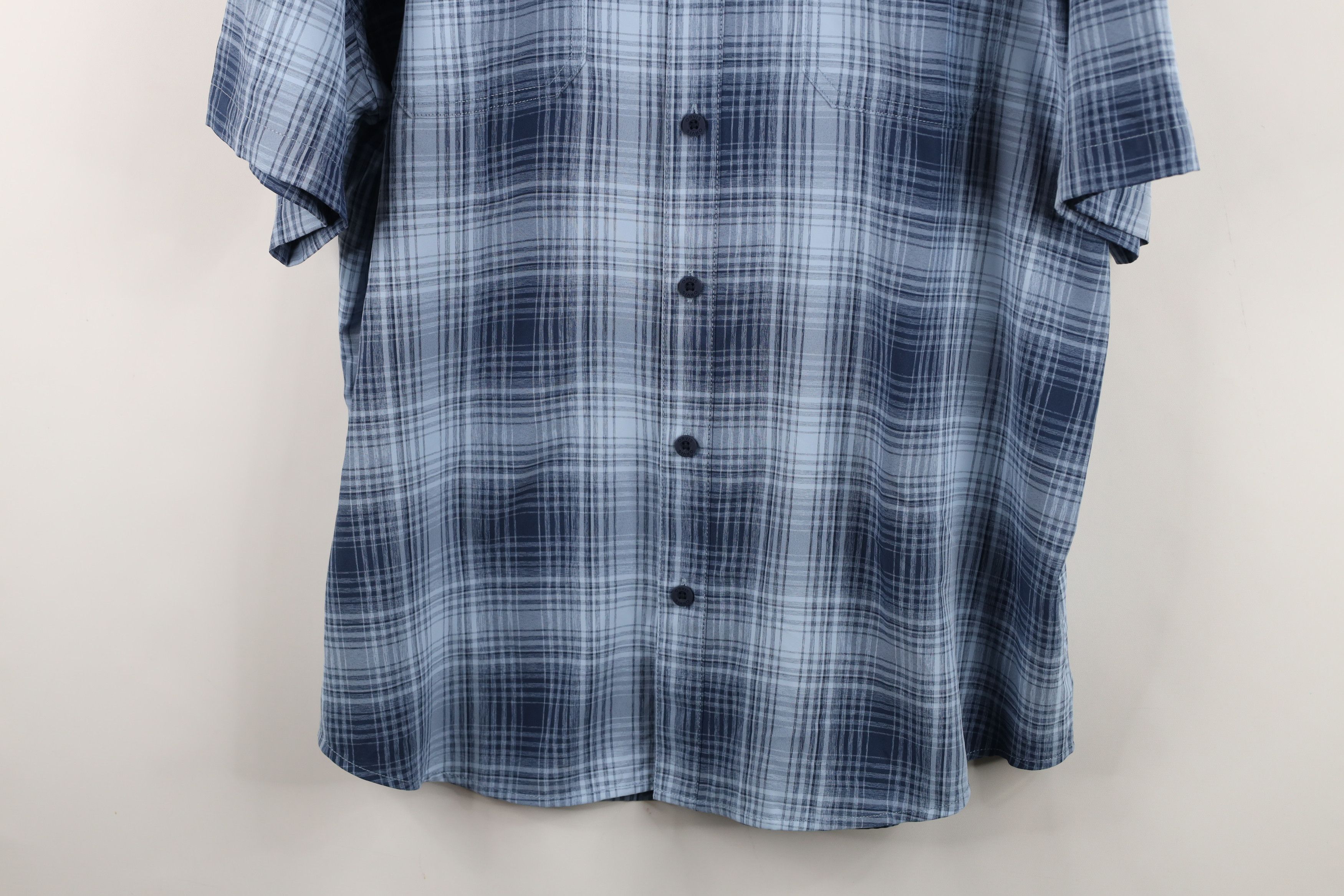 Orvis Y2K Orvis Knit Short Sleeve Collared Button Shirt Blue Plaid Size US XL / EU 56 / 4 - 3 Thumbnail