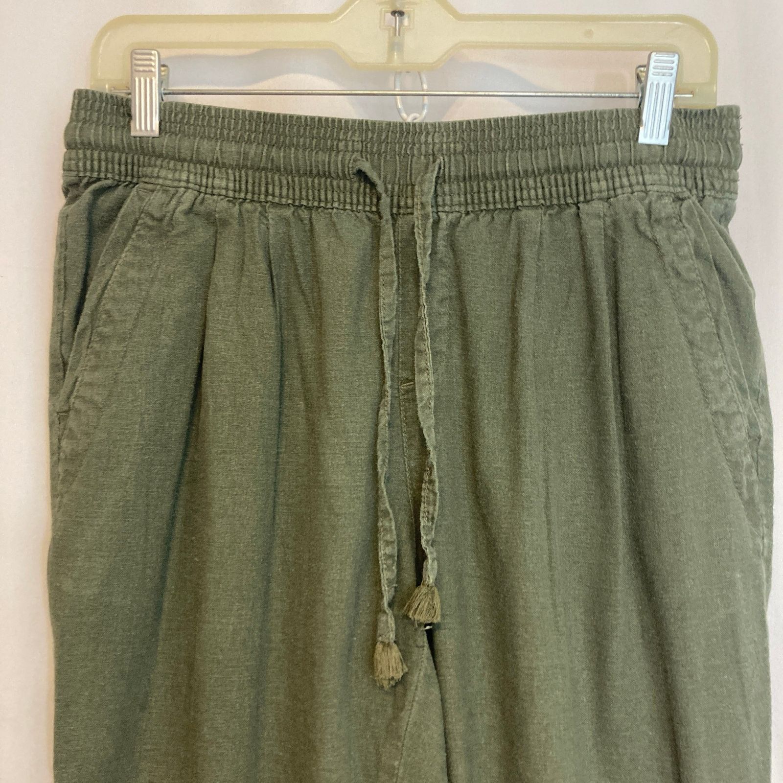 Other Time and Tru Linen Blend Green Drawstring Jogger Pants Size 27" / US 4 / IT 40 - 2 Thumbnail