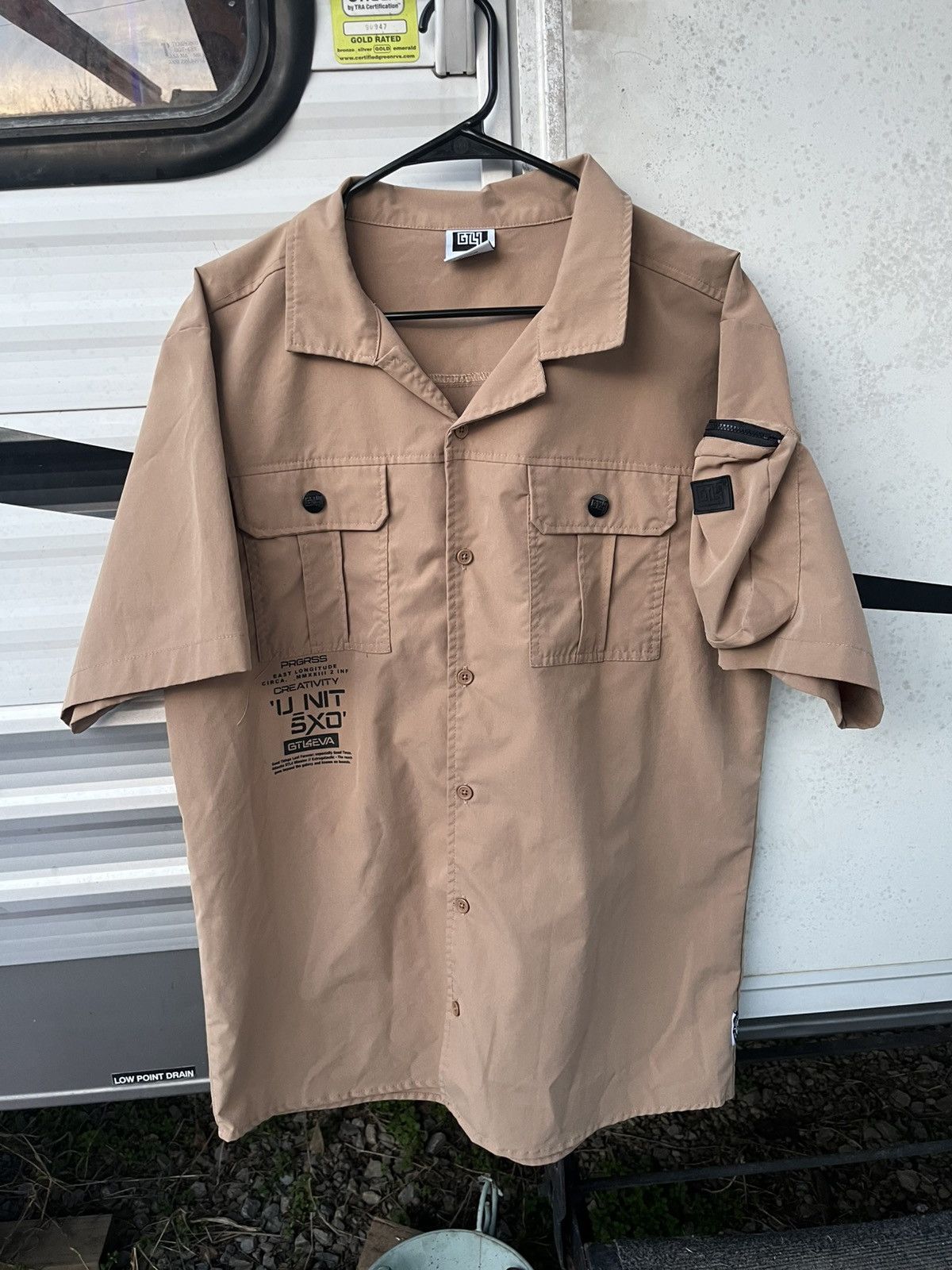 Other GTL4 Tan Button Up Shirt with pocket on sleeve Size US XL / EU 56 / 4 - 1 Thumbnail