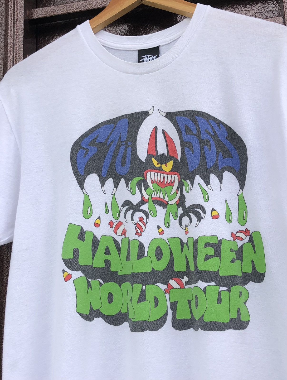 Stussy Stussy White Halloween World Tour Tee Size US M / EU 48-50 / 2 - 2 Thumbnail