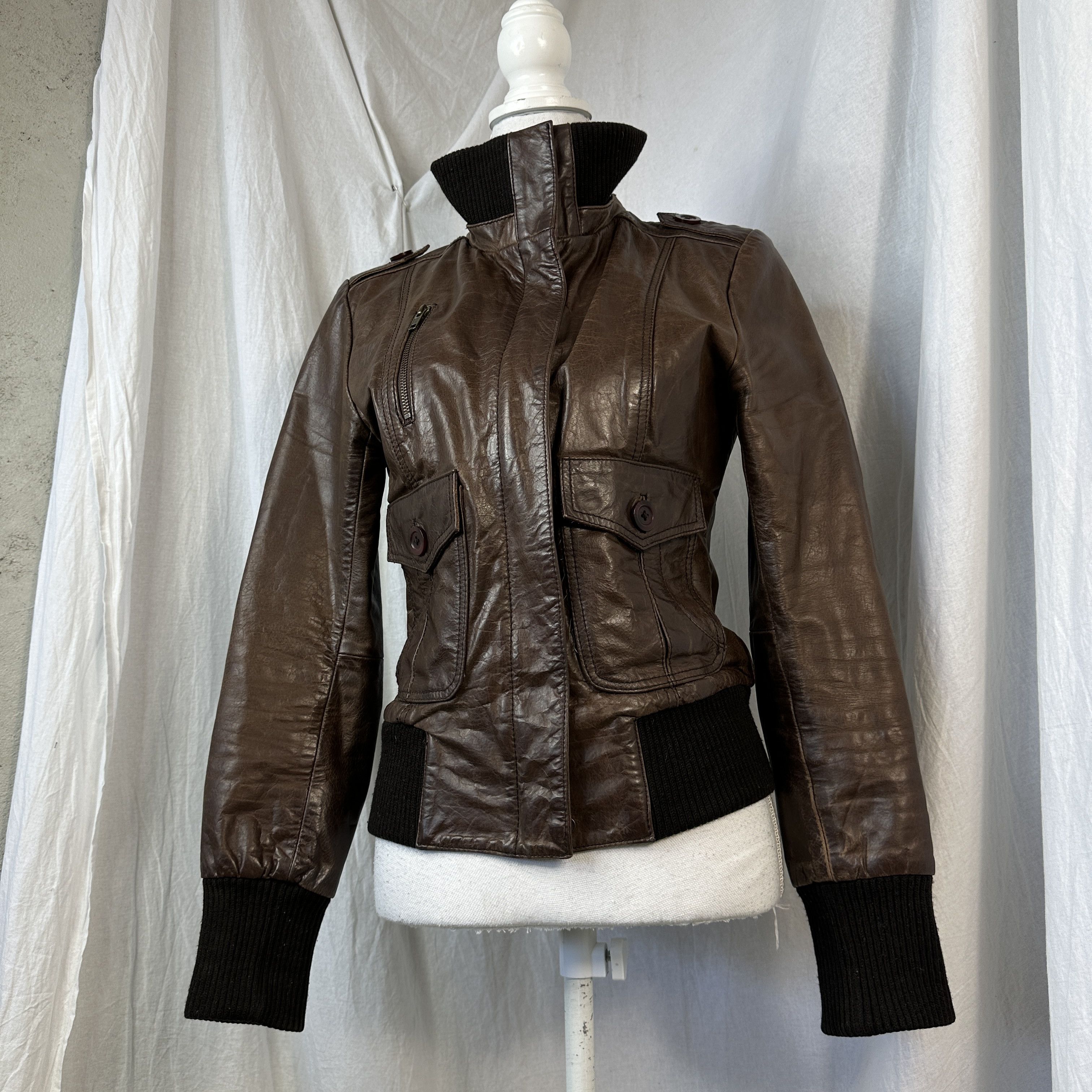 Vintage Vintage Biker Archive Y2K Moto Big Collar Leather Jacket Size US M / EU 48-50 / 2 - 8 Thumbnail