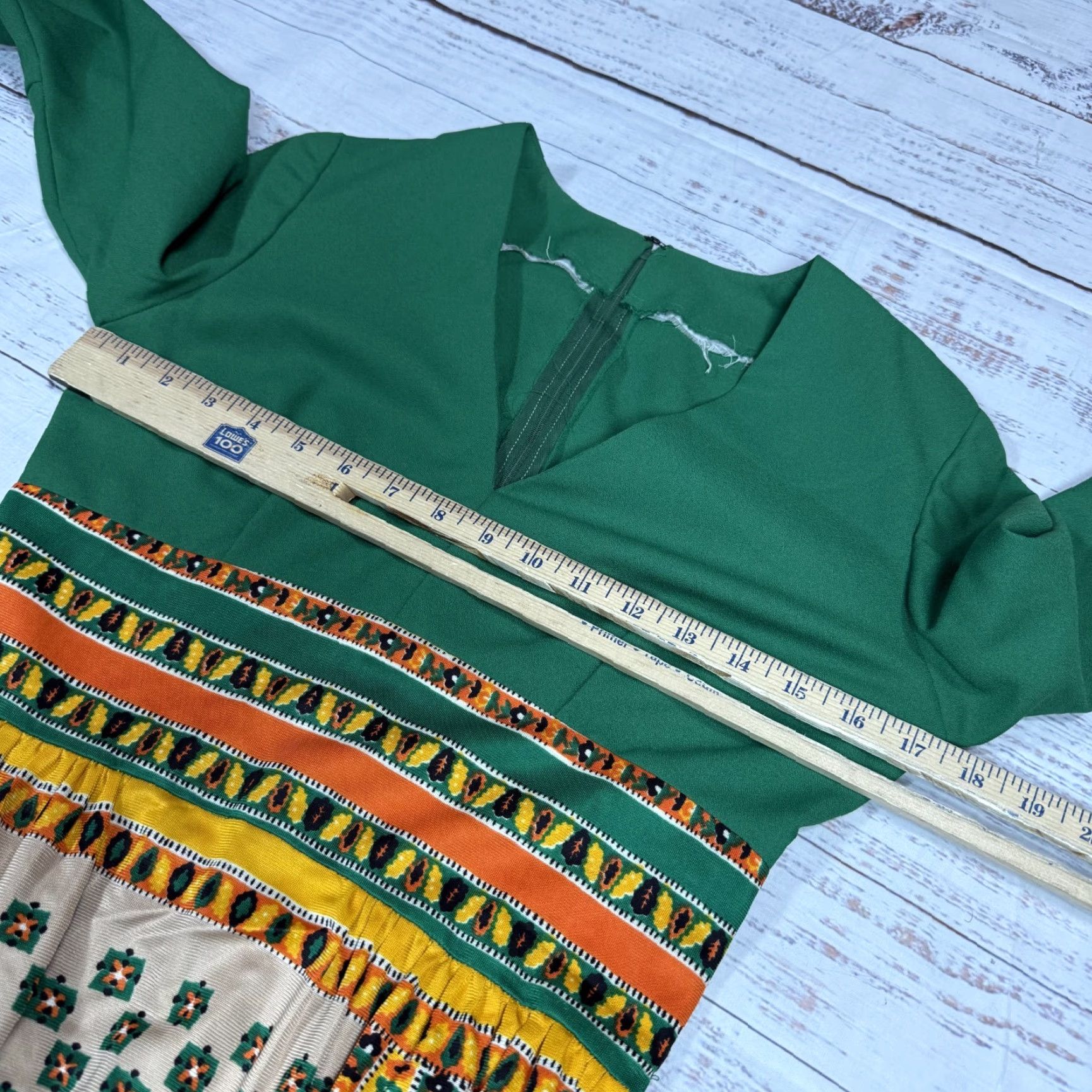 Vintage VINTAGE Green Long Maxi Dress Hippie Peasant V-Neck Back Zip XS Womens Size XS / US 0-2 / IT 36-38 - 2 Thumbnail