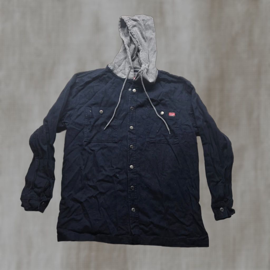 Wrangler Wrangler Shirt Jacket Black Hooded Snap Button Lined Adult Men Medium Quilted Pockets Fall Winter Vintage: No Size US M / EU 48-50 / 2 - 1 Thumbnail