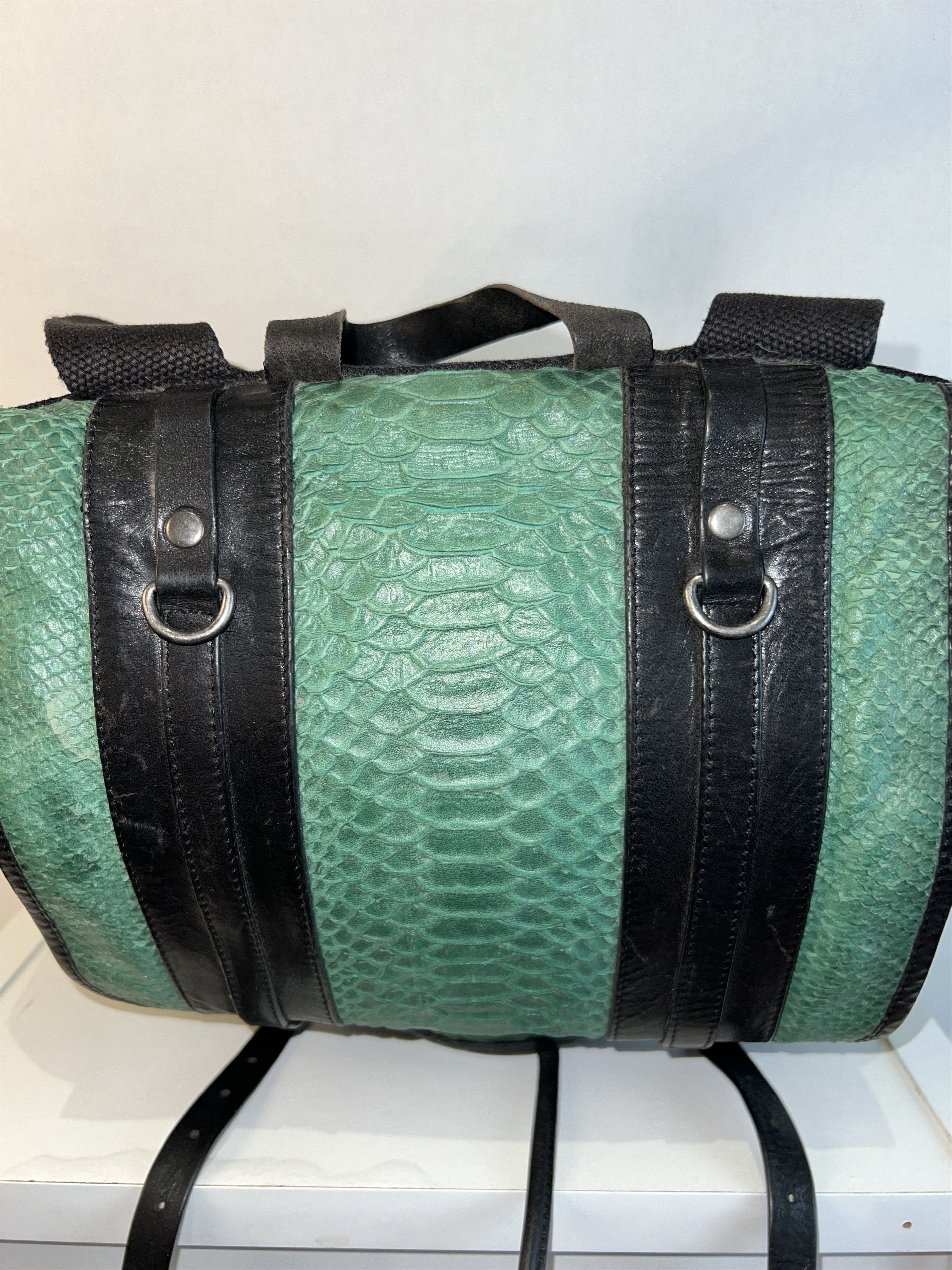 Dries Van Noten Dries Van Noten - Green Leather Payton Embossed XL Backpack Size ONE SIZE - 19 Thumbnail