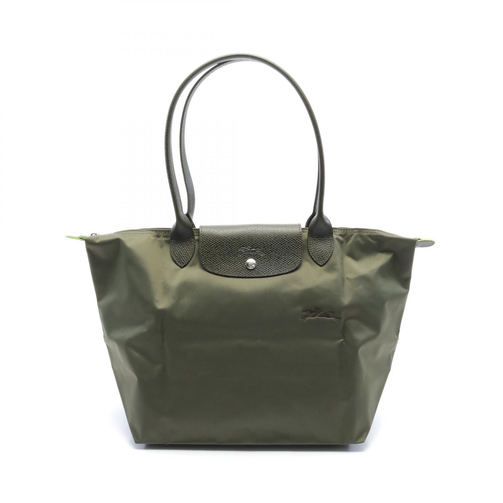 Longchamp Longchamp Le Preage Green L Handbag Tote Bag Canvas Leather Khaki Size ONE SIZE - 1 Thumbnail