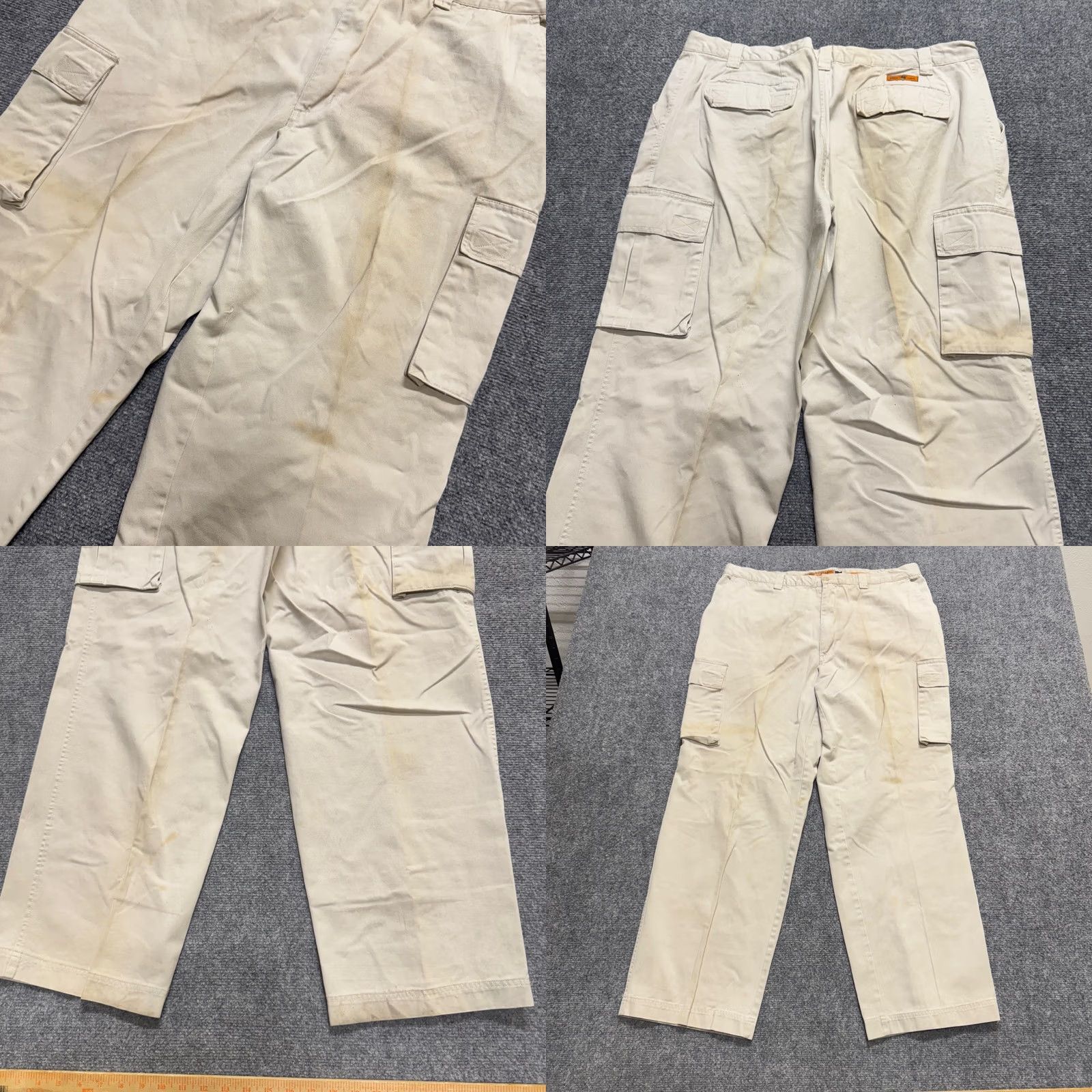 The Unbranded Brand Y2K BAU Cargo Pants Men 42x34 White Relaxed Fit Stained Wide Leg Mens 42 Big & Tall White Cargo Pants Size US 42 / EU 58 - 8 Thumbnail