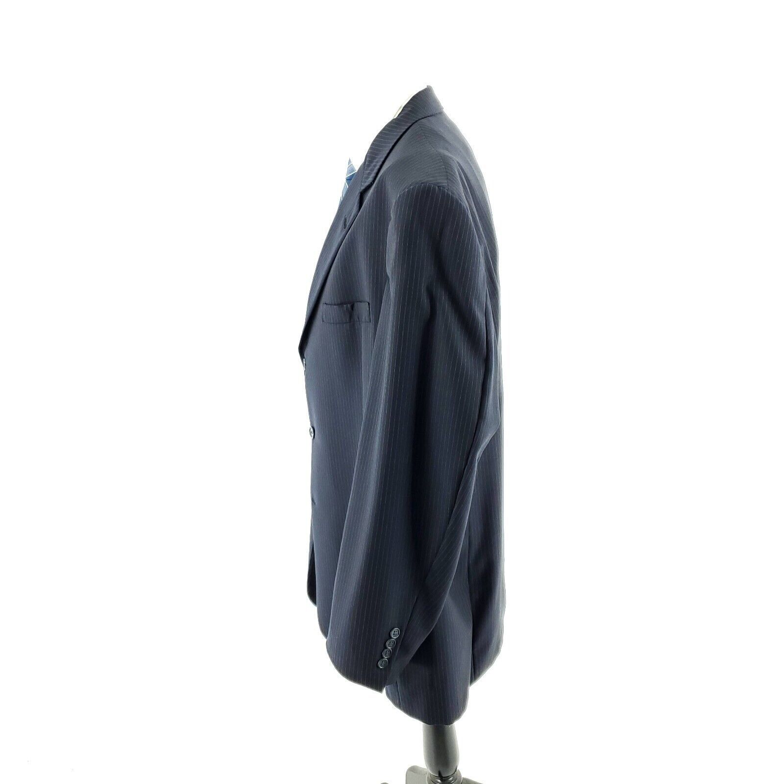 Hart Schaffner Marx DAMAGED Hart Schaffner Marx Wool 3 Button Suit Jacket 46L Bl Size 46L - 4 Thumbnail