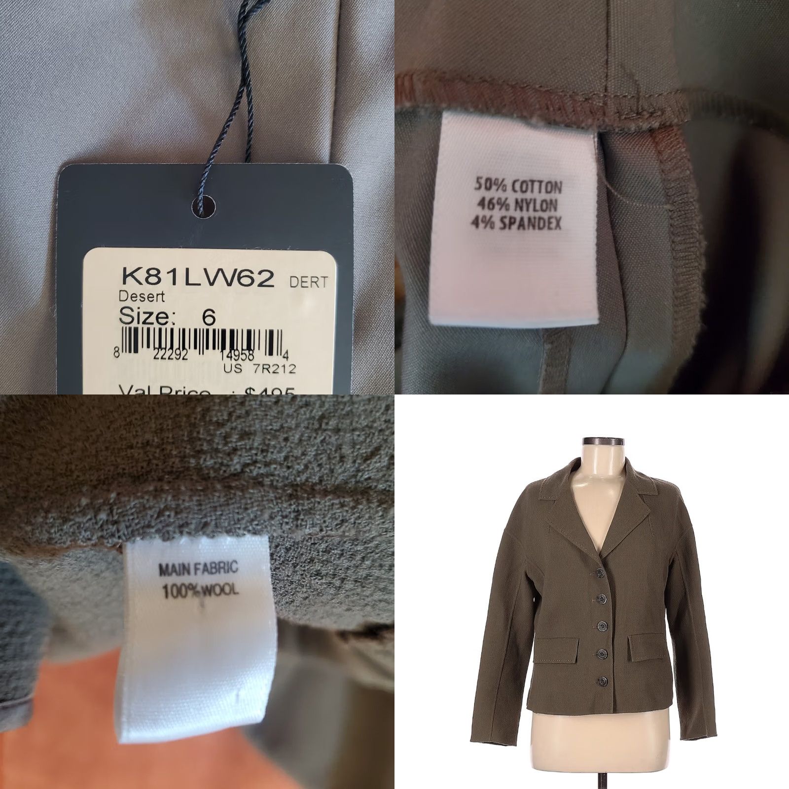 St. John St. John 2Pc Olive Military Green Jacket Blazer Stretch Pants Set 6 Cotton Wool Knit Style Solid Pattern Suit S 局 Size 28" / US 6 / IT 42 - 8 Thumbnail