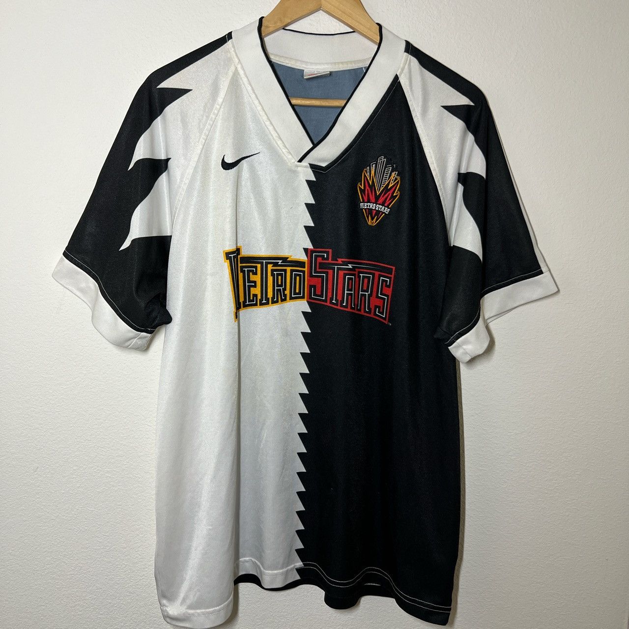 image of Nike x Soccer Jersey New York Metrostars 1996 Away Jersey in Black, Men's (Size XL)
