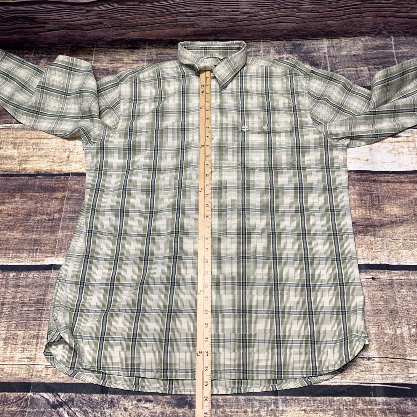 Timberland Timberland Shirt Button-Up Long Sleeve Plaid Green White L Mens Regular Fit Casual Workwear Years Vintage No Size US L / EU 52-54 / 3 - 4 Thumbnail