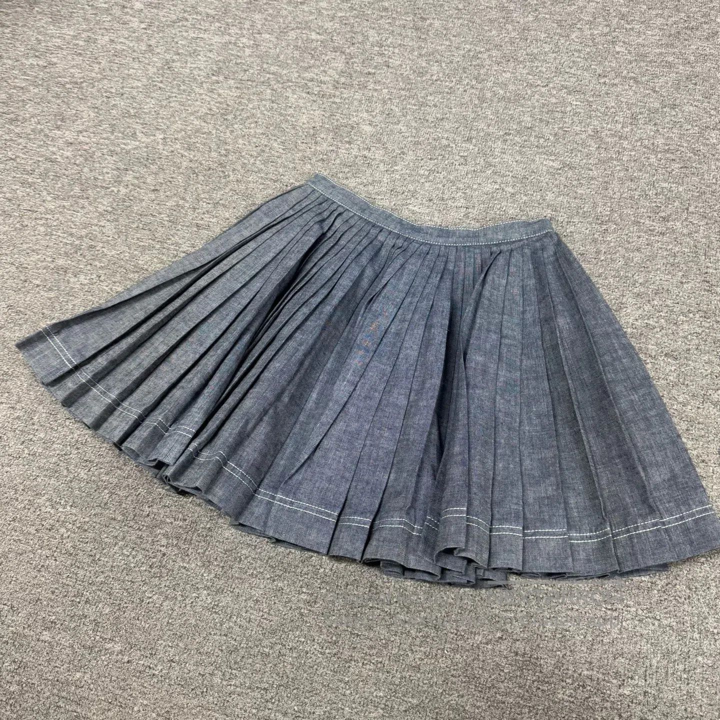 Dior Dior Blue Denim Pleated Skirt. Size 33" - 3 Thumbnail