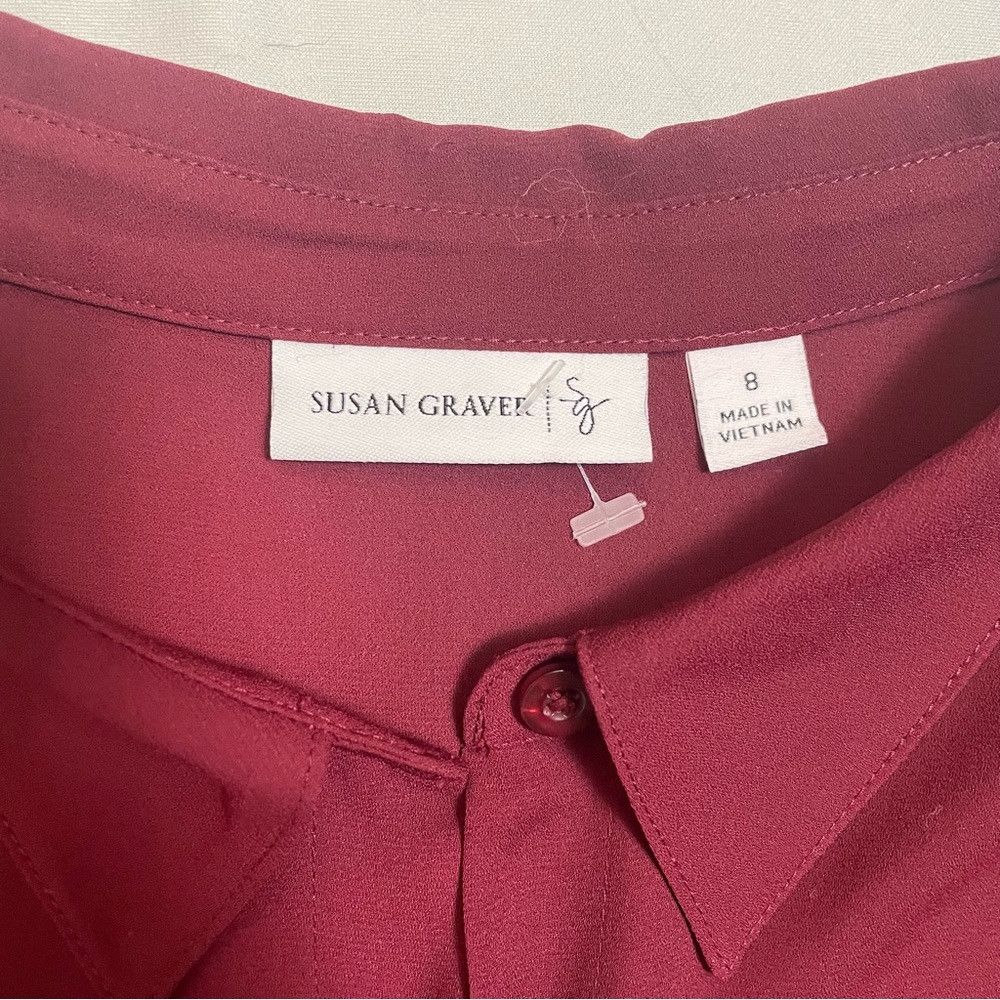Other New Susan Graver Wine Long Sleeve Blouse Size 8 Size M / US 6-8 / IT 42-44 - 7 Thumbnail