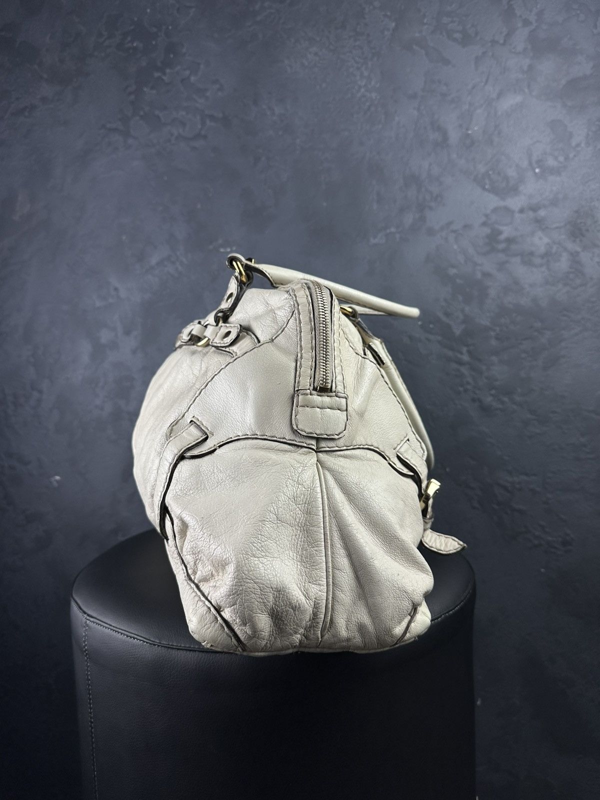 Gucci Gucci Ivory Leather Horsebit Nail Medium Tote Boston Bag Size ONE SIZE - 10 Thumbnail