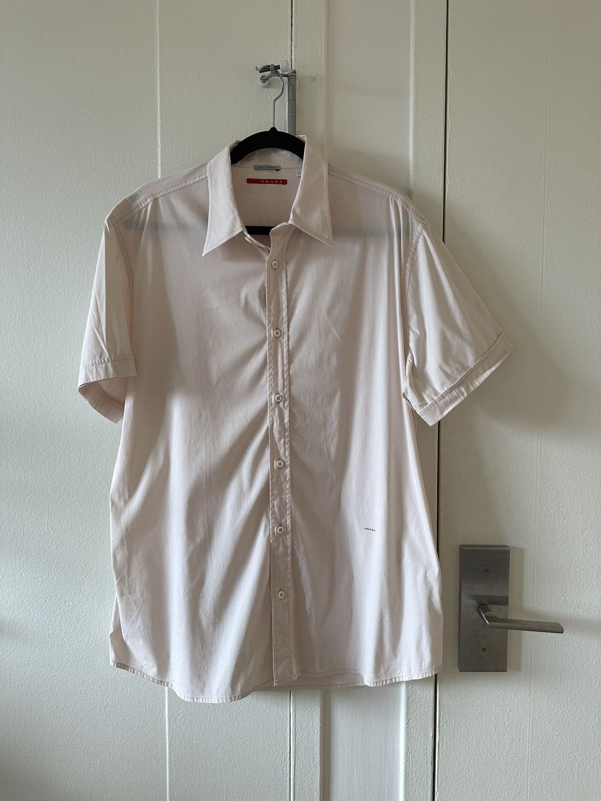 Prada Prada Logo Short Sleeve Button Up Shirt Size US M / EU 48-50 / 2 - 1 Thumbnail