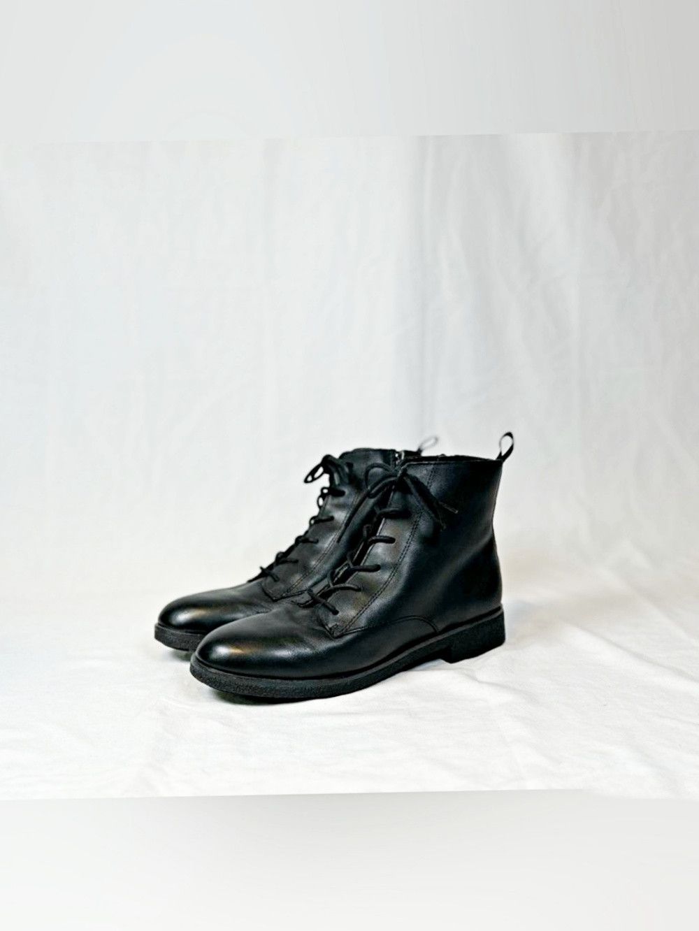 Clarks Clarks Womens Black Leather Zip Booties Lace Up Ankle Boots Size US 7.5 / IT 37.5 - 1 Thumbnail