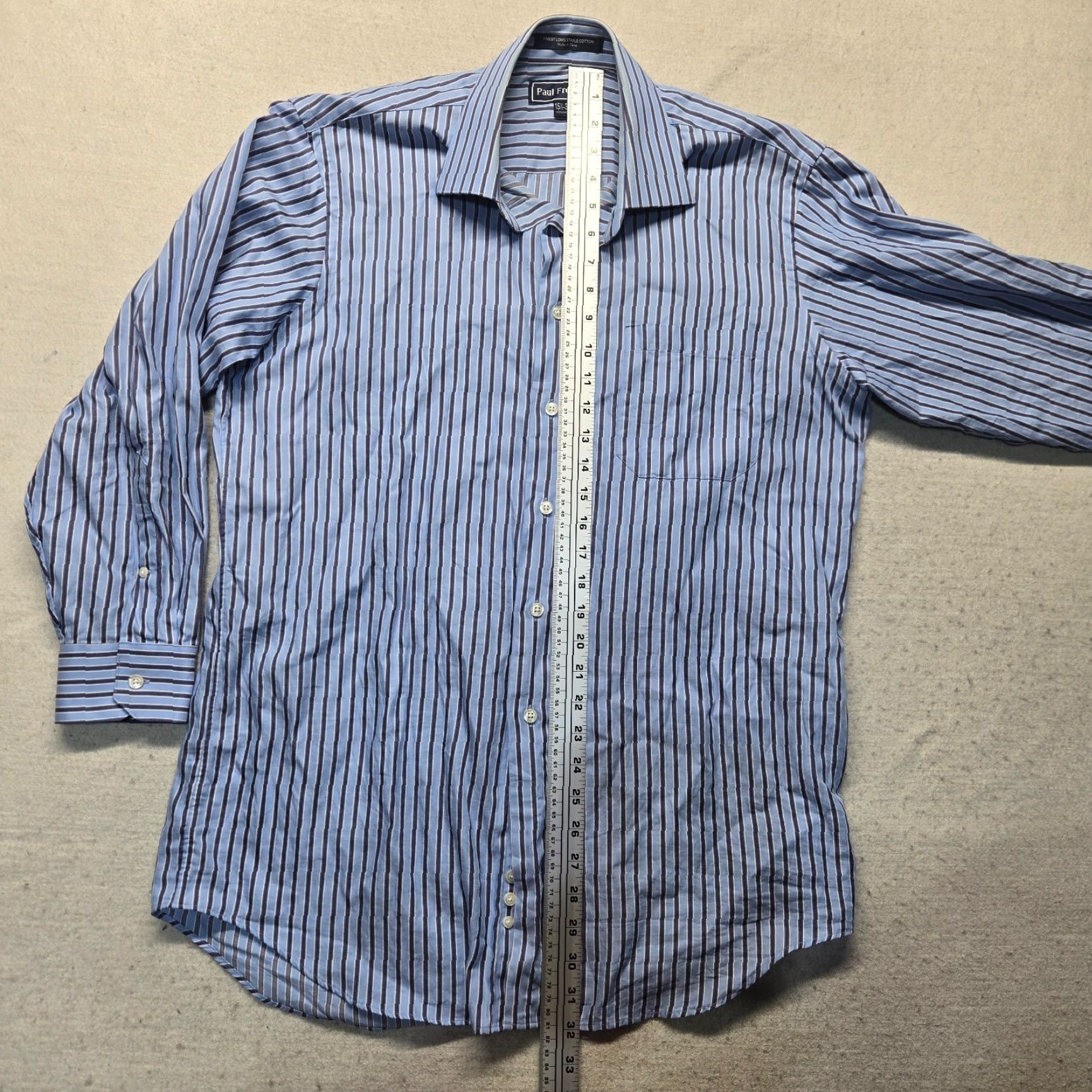 Vintage Paul Fredrick Men's Blue Check Long Sleeve Button-Up Shirt Size 15.5 Cotton Business Casual Formal Size US M / EU 48-50 / 2 - 6 Thumbnail