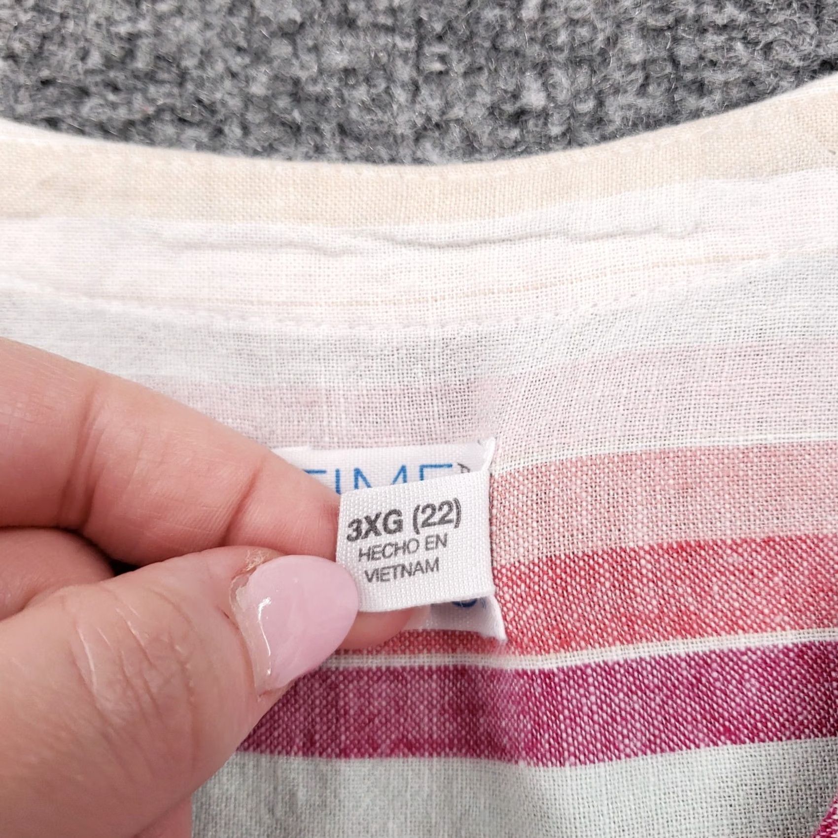 Vintage Time And Tru Dress Womens 3XL White Striped Linen Blend V Neck Pockets Dress Size XXL / US 16-18 / IT 52-54 - 5 Thumbnail