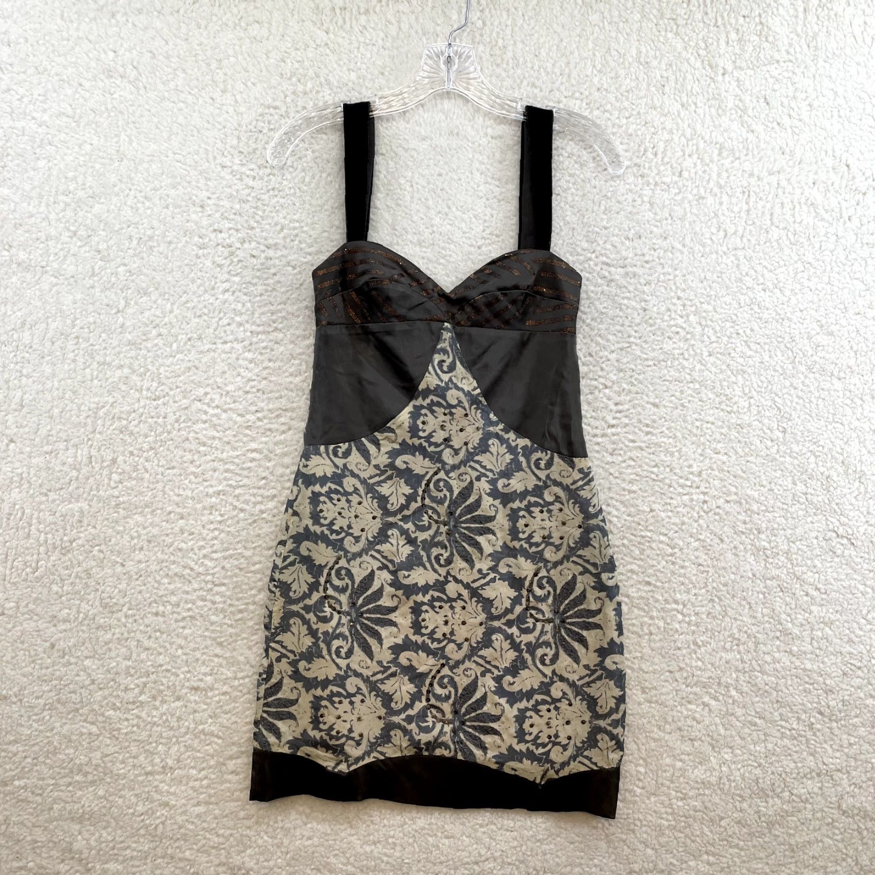 Custo Barcelona VINTAGE Custo Barcelona Mini Dress XS 0 Grey Silk Blend Sequin Spanish Y2K Small Women's Size XS / US 0-2 / IT 36-38 - 2 Thumbnail