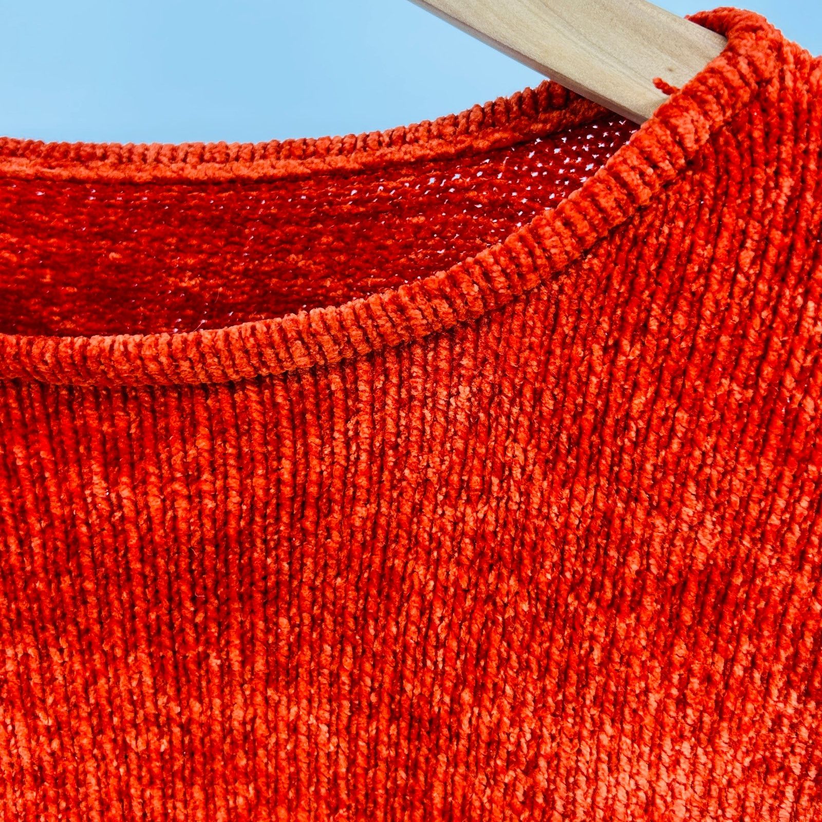 Vintage 90s C. B. Milligan Rust Orange Chenille Oversized Sweater Size L / US 10 / IT 46 - 2 Thumbnail